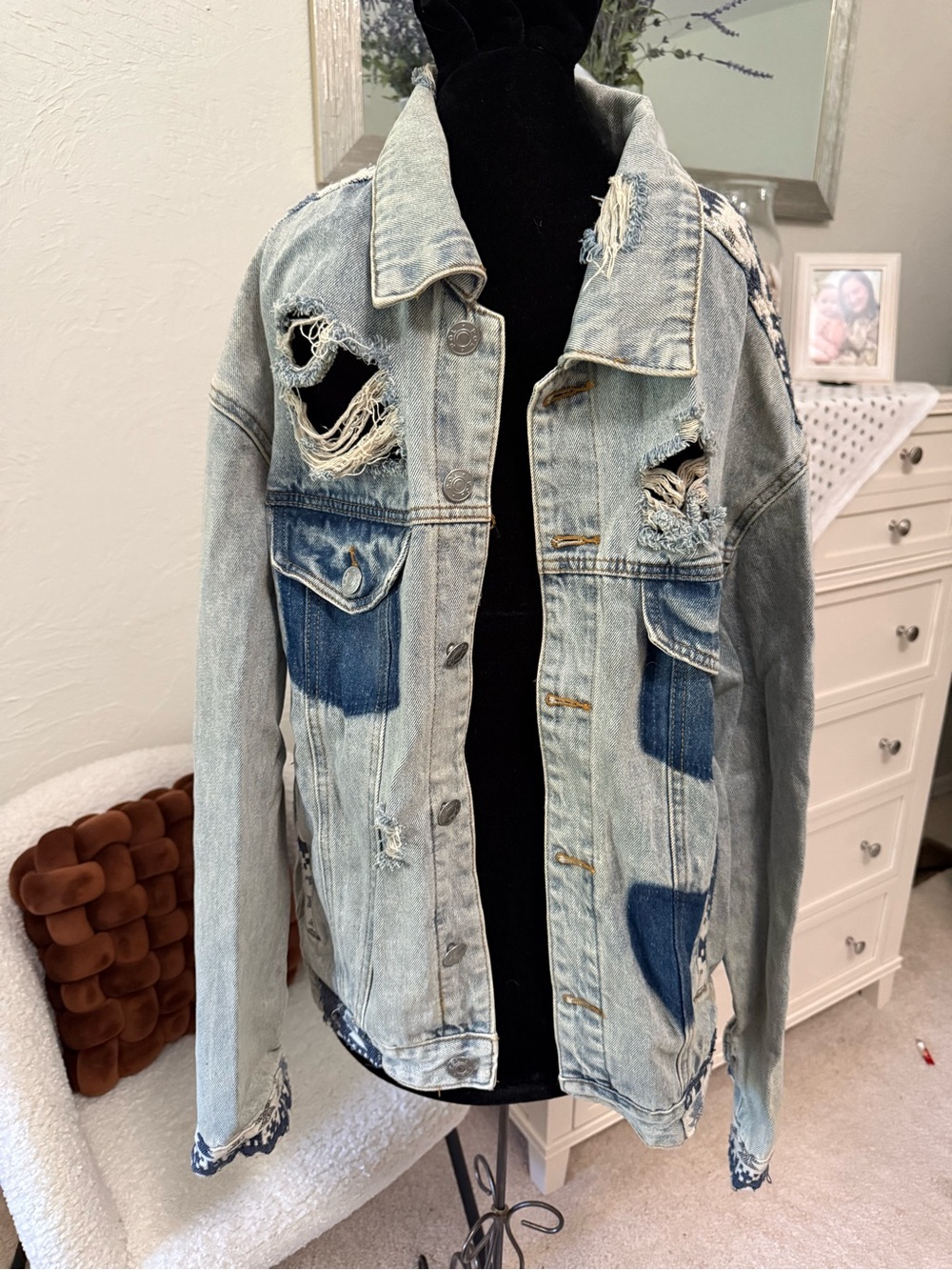 Pol light washed distressed denim jacket
